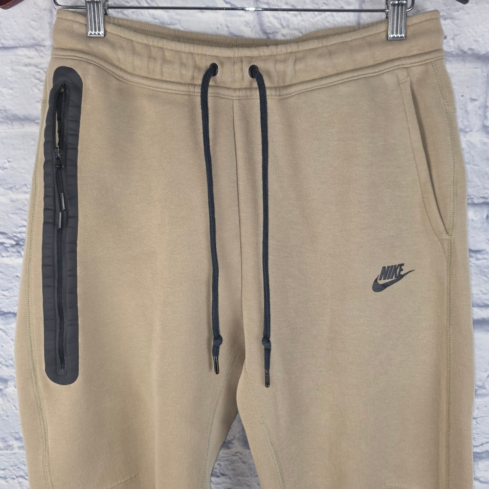 Nike Tech Fleece Joggers Men Drawstring Tan Khaki Tapered Sweatpants Sz Medium